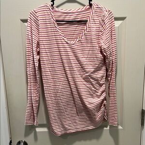 Striped Long Sleeve V-Neck MaternityTop